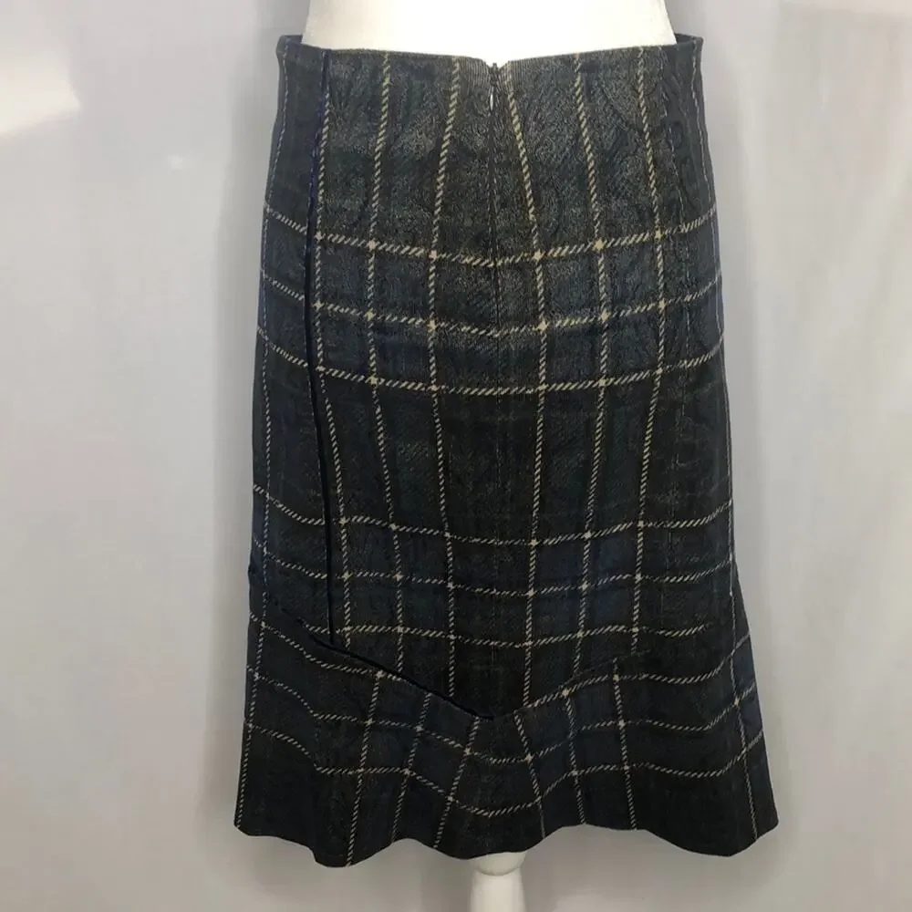 Bye plaid blue and brown midi skirt